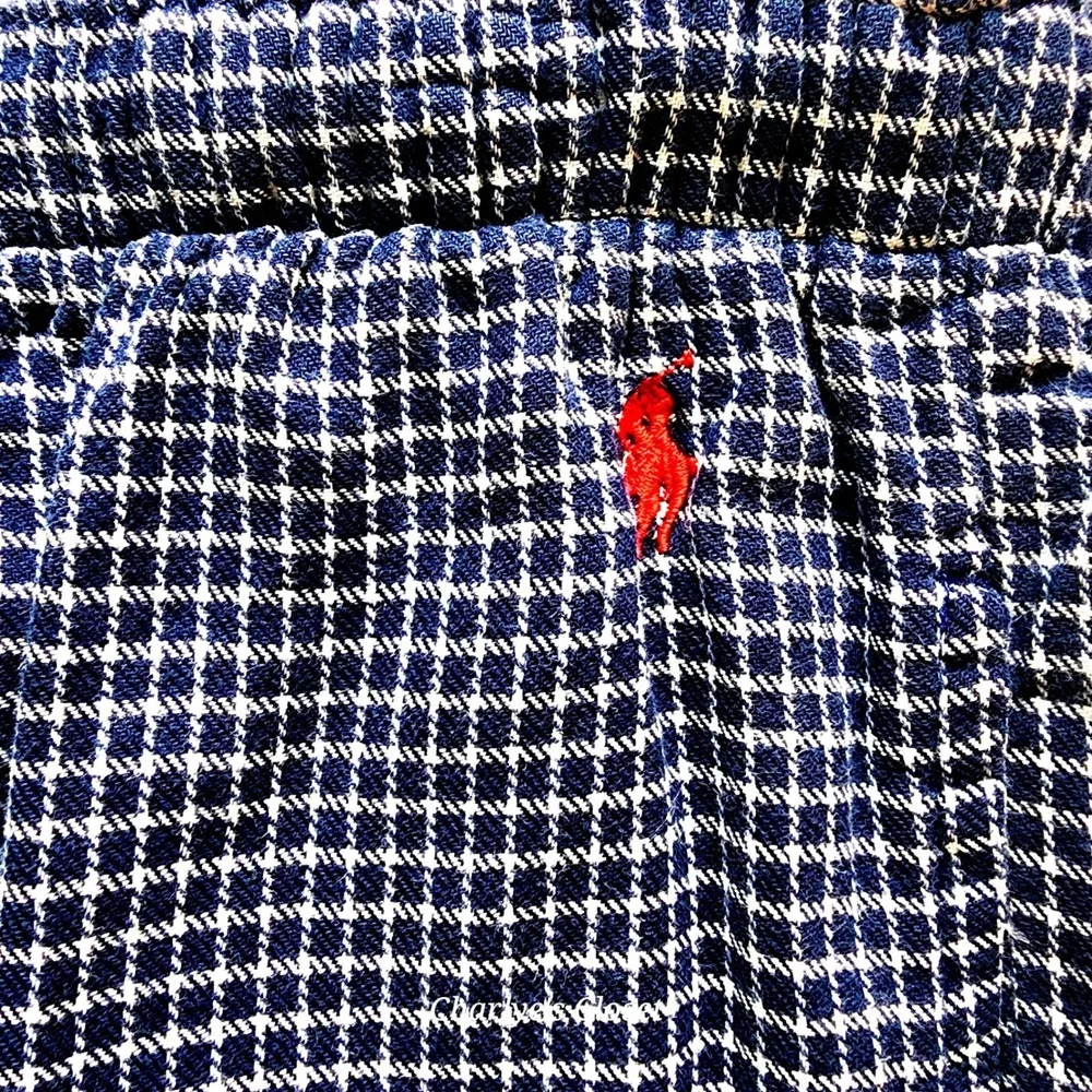 Polo‎ Ralph Lauren Mens Pajama Pants L Blue Gingham Cotton Lounge Sleepwear